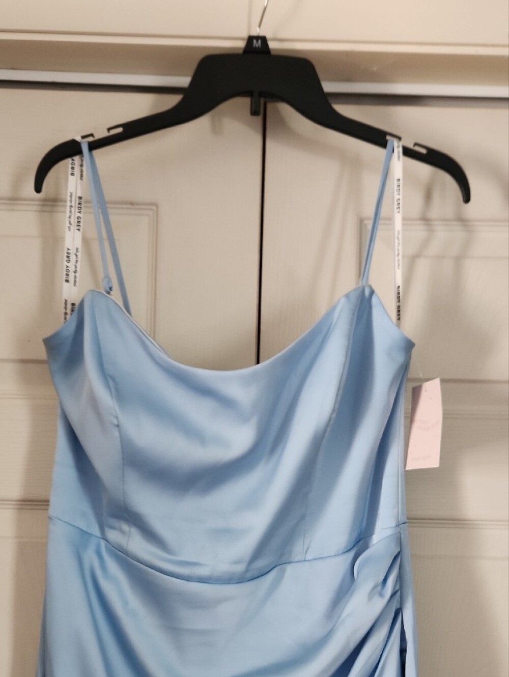 Birdy Grey Sky Blue Satin Cowl Maxi Dress - Picture 6 of 12